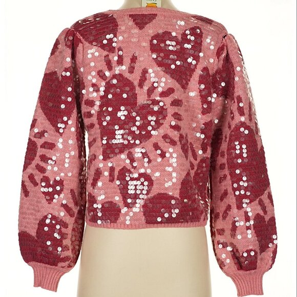 Farm Rio Heart Sequin Crewneck Sweater - Picture 6 of 6